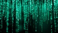 Digital background green matrix. Binary computer code. Hacker concept. 3d rendering Royalty Free Stock Photo