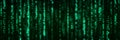 Digital background green matrix. Coding or hacking concept. Flow of random numbers. 3D rendering Royalty Free Stock Photo