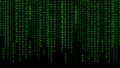 Digital background green matrix. Matrix background with digits 1.0. Binary computer code. Hacker coding concept. Vector