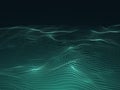 Digital background with wavy surface. 3d futuristic landscape with particles. Sound waves data vector concept Royalty Free Stock Photo