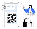 Digital Banking Concept with QR Code, Document Review, and Financial Transaction Representation Royalty Free Stock Photo