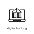 digital banking icon. Trendy modern flat linear vector digital b Royalty Free Stock Photo