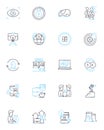 Digital banking linear icons set. Mobile banking, Fintech, Online banking, Neobank, Cryptocurrency, Blockchain Royalty Free Stock Photo