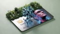 digital banking with nature and technology elements, bringing a fresh innovative approach to financial services Royalty Free Stock Photo