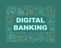 Digital banking word concepts dark green banner