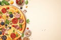 Digital banner illustration of pizza layout with copy space.