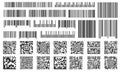 Digital barcode. Supermarket bar labels, shop inventory code and technology codes bars. Barcodes vector set