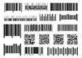 Digital barcode. Supermarket barcodes, scan code bars and industrial price label vector set. Product inventory, digital