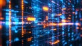 Digital barriers create abstract cybersecurity firewall in neon matrix design