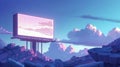 A digital billboard showcasing a futuristic virtual landscape beckoning viewers to enter and explore