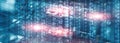Digital Binare Code on Data Center Background. Technology Panoramic Wallpaper for your Business. Royalty Free Stock Photo