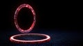 Digital Binary Code Circle with Glowing Red Lights on Dark Background in Futuristic Style Royalty Free Stock Photo