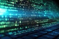 Digital binary code on a computer keyboard. 3d rendering toned image, Coding, programming, developing, typing script source Royalty Free Stock Photo
