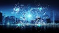 Digital binary code connection network background 3D rendering Royalty Free Stock Photo