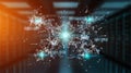 Digital binary code connection network background 3D rendering Royalty Free Stock Photo