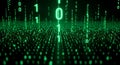 Digital Binary Code Falling and Creating a Glowing Green Matrix Effect technology data Royalty Free Stock Photo