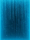 Digital Binary Code Falling Down with Blue Glow and Pixelated Effect Keywords: binary code, digital, data, technology, programming Royalty Free Stock Photo