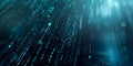 Digital binary code falling on screen in abstract technology background representing secure data . Royalty Free Stock Photo