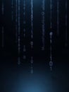 Digital Binary Code Falling in Vertical Streams Against Dark Background data technology Royalty Free Stock Photo