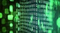 Digital binary code with green glowing data stream representing technology data visualization and computer programming Royalty Free Stock Photo