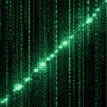 Digital binary code matrix with glowing nodes and circuit lines Royalty Free Stock Photo