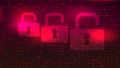 Digital Binary Code on Red BG with Lock Royalty Free Stock Photo