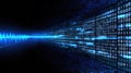 Digital Binary Code with Sound Wave Visualization Abstract Data Stream Technology Background with Glowing Blue Elements Royalty Free Stock Photo