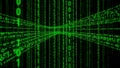 Digital binary code stream matrix with green glowing numbers Royalty Free Stock Photo