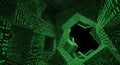 Digital Binary Code Tunnel with Green Data Flow Royalty Free Stock Photo