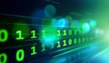 Digital binary code in vibrant green and blue  tech theme, perfect for IT backgrounds Royalty Free Stock Photo