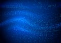 Digital binary code waves. Abstract technology backround with flowing data. Big data structure. Vector Illustration. Royalty Free Stock Photo