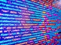 Digital binary data on computer screen. Programming code. Coding programmer abstract background. Software engineer at work. Royalty Free Stock Photo