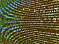 Digital binary data on computer screen. Web development work concept. Abstract modern virtual computer script. Project managers Royalty Free Stock Photo