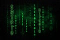 Digital binary data and streaming binary code background. Crypto currency bitcoin concept illustration.
