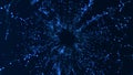 Digital binary data tunnel. Abstract connection of dots and lines on dark background. Concept of network. 3D Royalty Free Stock Photo