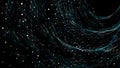 Digital binary data tunnel. Abstract connection of dots and lines on dark background. Concept of network. 3D Royalty Free Stock Photo