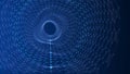 Digital binary data tunnel. Abstract connection of dots and lines on dark background. Concept of network. 3D Royalty Free Stock Photo