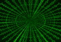 Digital binary data tunnel and binary code streaming on the black background Royalty Free Stock Photo