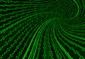 Digital binary data tunnel and binary code streaming on the black background Royalty Free Stock Photo