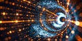 Digital Binary Data Tunnel: Showcasing Technology and Machine Learning in a Virtual Environment. Royalty Free Stock Photo