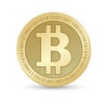 Digital Bitcoin Golden coin with Bitcoin symbol in electronic environment coins ryptocurrency physical colored bitcoin Royalty Free Stock Photo