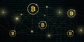 Digital bitcoin network crypto currency with binary code background Royalty Free Stock Photo