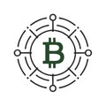 Digital Bitcoin Symbol with Network Connections Representing Cryptocurrency and Blockchain Technology Royalty Free Stock Photo