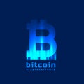 Digital bitcoins symbol with light effect