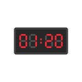 Digital black alarm clock displaying 1:20