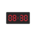 Digital black alarm clock displaying 8:30