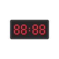 Digital black alarm clock displaying 88:88