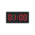 Digital black alarm clock displaying 1:00 o'clock