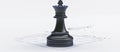Digital Black Chess King Piece with Blue Highlights on a Wireframe Chessboard Royalty Free Stock Photo