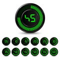 Digital black green timer with five minutes interval Royalty Free Stock Photo